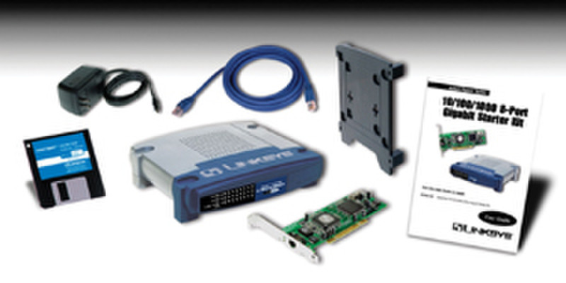 Linksys EtherFast 10/100/1000 8+1 Workgroup Gigabit Switch Starter Kit for Europe 100Mbit/s interface hub