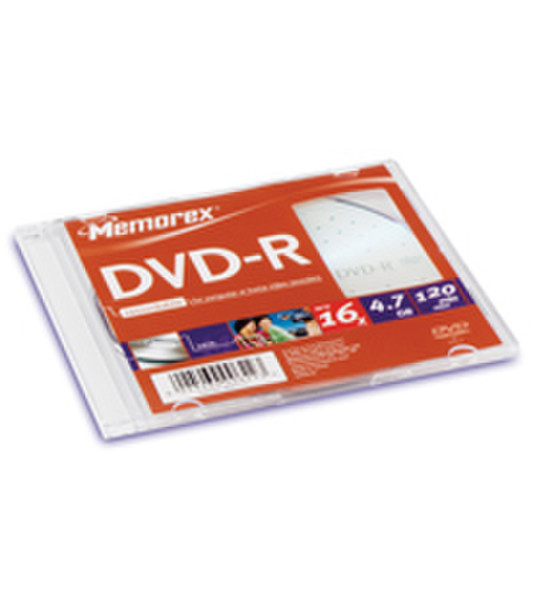 Memorex 16x DVD-R 4.7GB Single Slim JC 4.7GB DVD-R 1pc(s)