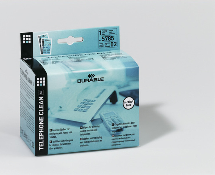 Durable TELEPHONE CLEAN 50 pack дезинфицирующие салфетки