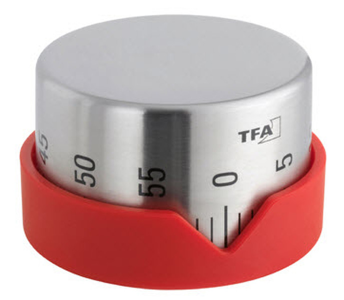 TFA 38.1027.05 Red,Stainless steel alarm clock
