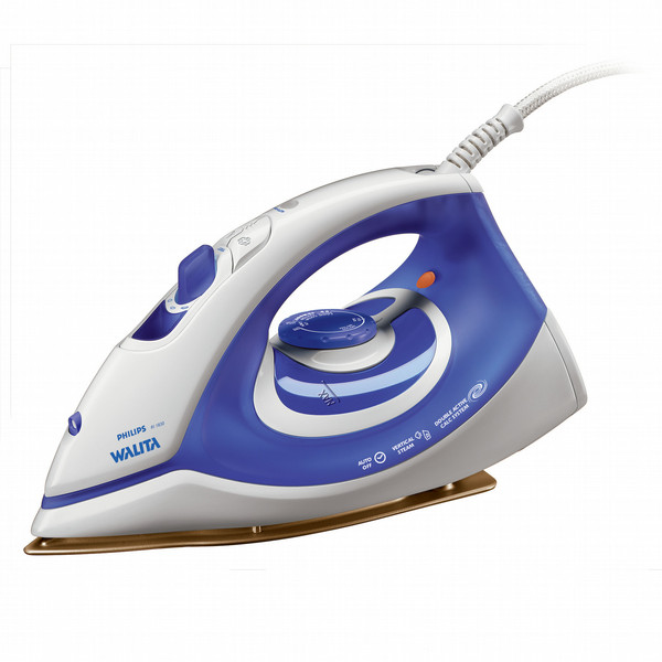 Philips Walita RI1830/12 Dry & Steam iron Gold soleplate 1350Вт Синий, Белый утюг