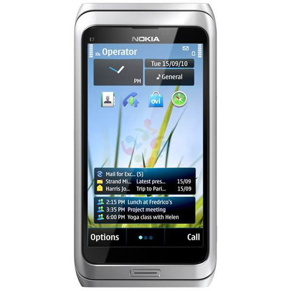 Nokia E7 Cеребряный, Белый