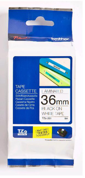 Brother TZe-261 Black on white TZe label-making tape