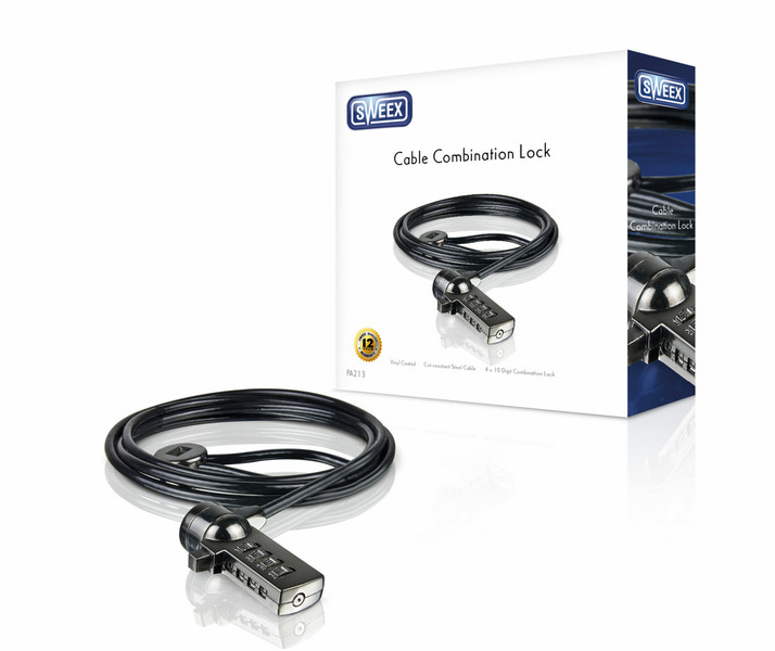 Sweex PA213 1.5m Black cable lock