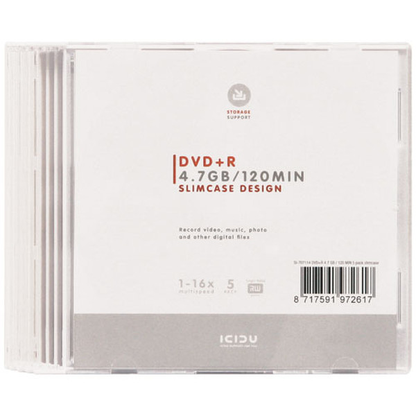 ICIDU DVD+R 4.7GB / 120Min Slimcase 4.7GB DVD+R 5pc(s)