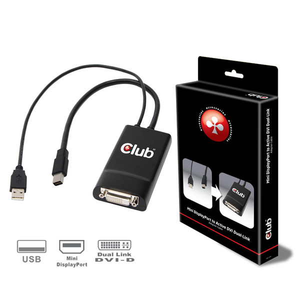 CLUB3D Mini DisplayPort to DVI-D Dual Link Active Adapter Cable