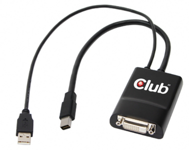 CLUB3D CAC-1151 Mini DP M / USB 2.0 M DVI-I F Schwarz Kabelschnittstellen-/adapter