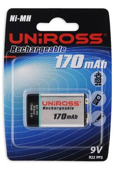 Uniross 9V 170mAh Nickel-Metallhydrid (NiMH) 170mAh 1.2V Wiederaufladbare Batterie