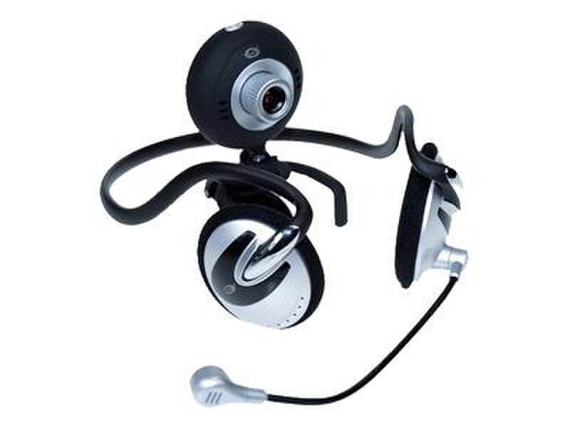 Conceptronic Chitchat headphone & webcam set 0.1MP 640 x 480Pixel USB 2.0 Schwarz, Silber Webcam