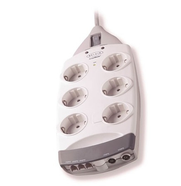 Belkin 6-Socket SurgeMaster Superior Series w/ Telephone & AV Protection 6AC outlet(s) 250V 2m White surge protector