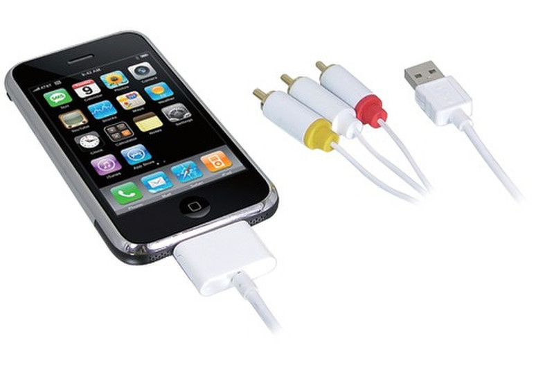 Macally AVcableII RCA + USB Белый дата-кабель мобильных телефонов