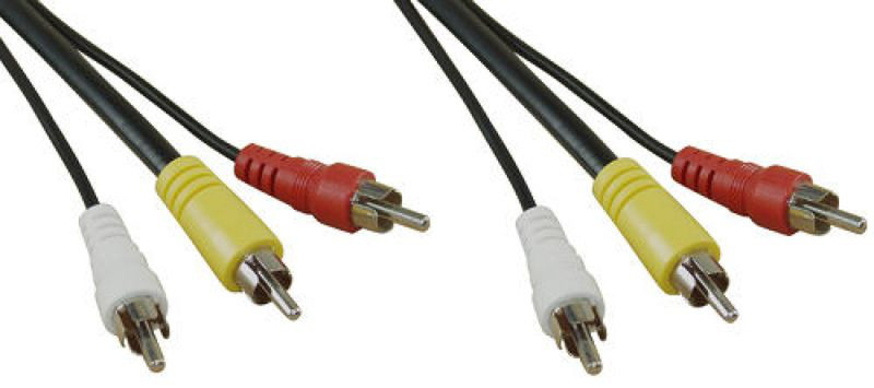 InLine 89602 2m 3xRCA Black composite video cable