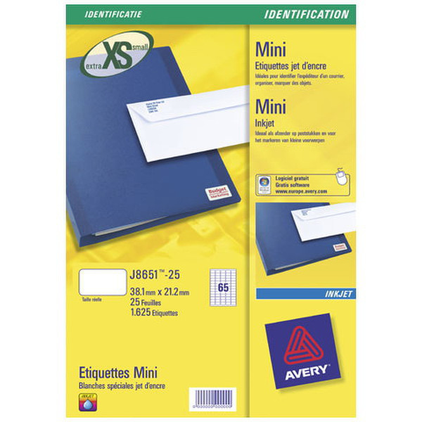 Avery J8651-25 Белый наклейка для принтеров