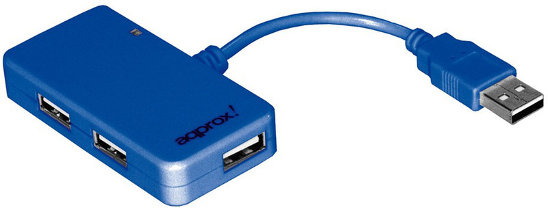 Approx 4-Port Travel Hub 480Mbit/s Blue