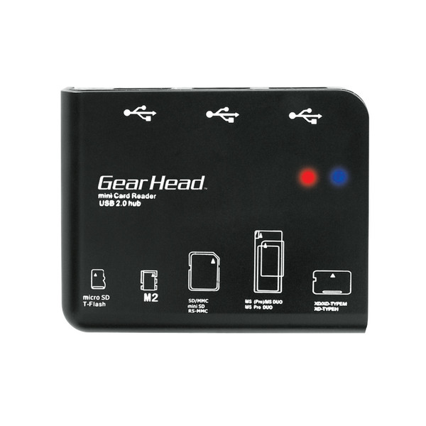 Gear Head 58 in 1 Digital Card Reader + 3-Port Hub USB 2.0 Schwarz Kartenleser