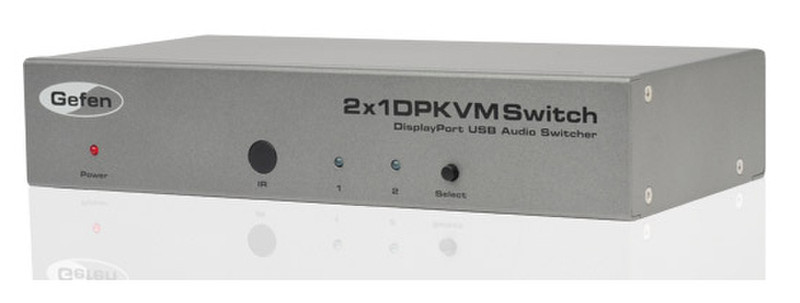 Gefen 2x1DPKVM 1U Grau Tastatur/Video/Maus (KVM)-Switch