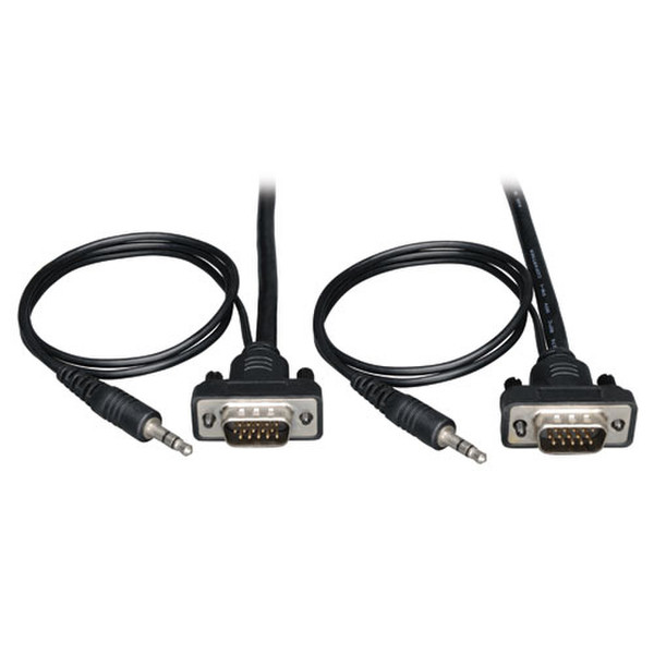 Tripp Lite Low-Profile VGA Coax Monitor Cable with Audio, High Resolution Cable with RGB Coax (HD15 and 3.5mm M/M), 6-ft.