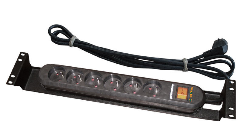 Conteg Socket panel 6x230V 2U with switch black 6AC outlet(s) Black surge protector