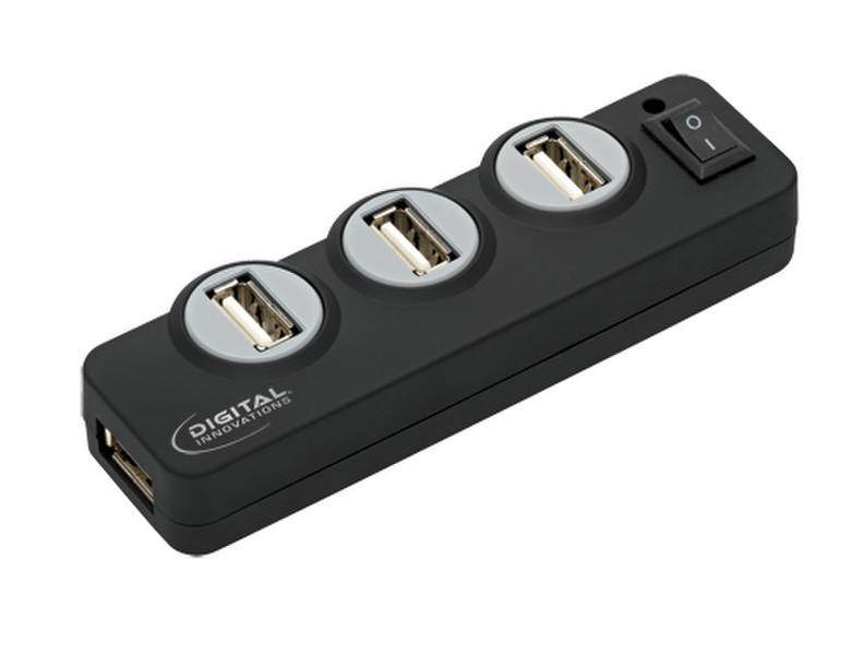 Micro Innovations Connect + Charge 4-Port Hub 480Mbit/s Black