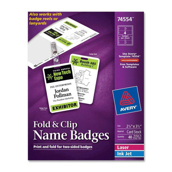 Avery 74554 Paper 40pc(s) badge/badge holder