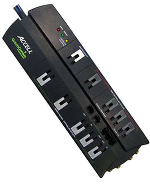 Accell GreenGenius 10AC outlet(s) 125V 1.82m Black surge protector