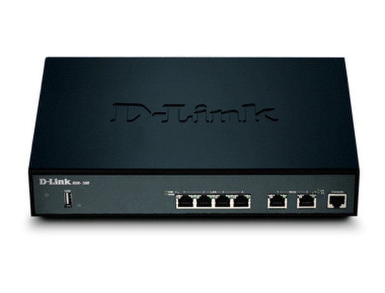 D-Link DSR-500 Подключение Ethernet Черный проводной маршрутизатор
