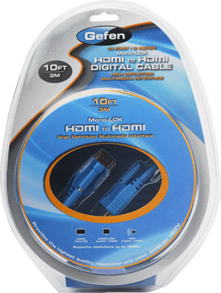 Gefen CAB-HDMI-LCKB-06MM 1.8м HDMI HDMI Черный HDMI кабель