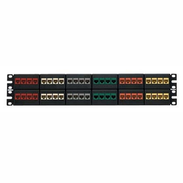 Panduit 48-port modular patch panel with twelve removable four position modular faceplates 2U patch panel