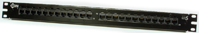 Belden PS5E HD-110 Patch Panel, 1U, 24-port, black 1U Schalttafel