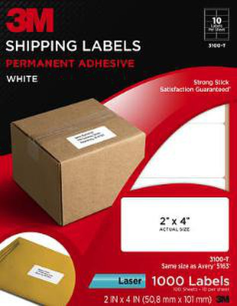 3M Shipping Labels White Permanent Adhesive