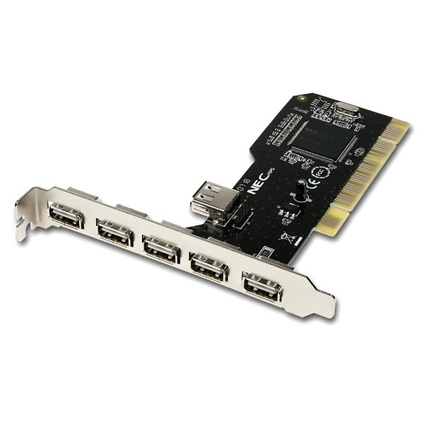 Axago PCI Card 4+1xUSB 2.0 480Mbit/s networking card