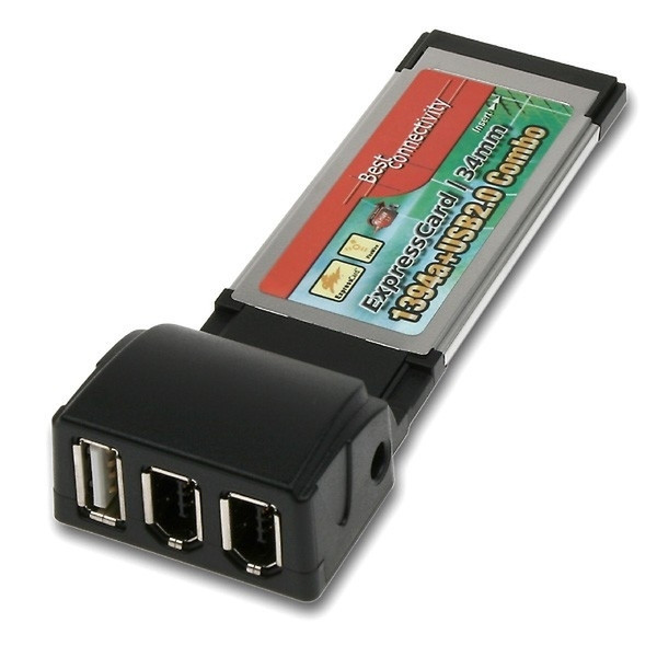 Axago ExpressCard 2x1394a + 1xUSB2.0 интерфейсная карта/адаптер