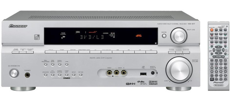 Pioneer VSX-817-S 7 Channel A/V Receiver with Auto MCACC and USB Host (Silver) 7.1Kanäle Silber AV-Receiver