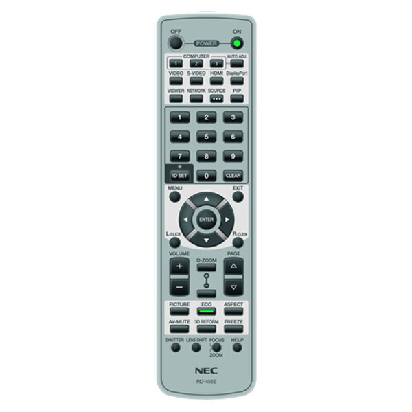 NEC RMT-PJ33 IR Wireless press buttons Grey remote control