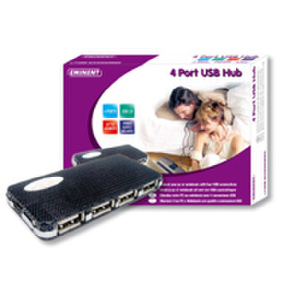 Eminent 4 Port USB Hub 480Мбит/с Черный хаб-разветвитель