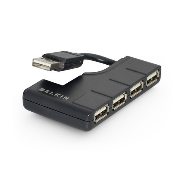 Belkin Hi-Speed USB 2.0 4-Port Mini-Hub 480Mbit/s Black interface hub