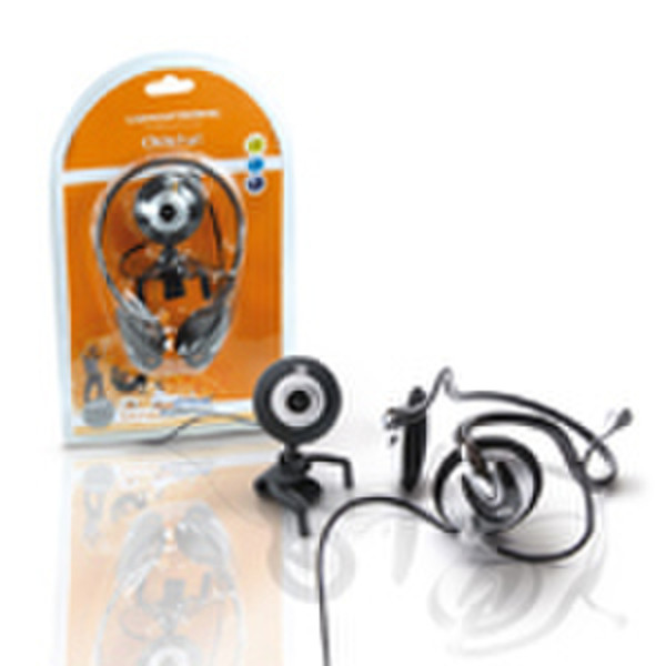 Conceptronic Chitchat headphone + webcam set 0.3МП 640 x 480пикселей Черный, Cеребряный вебкамера