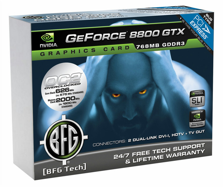 BFG Tech 8800GTX OC2 768MB GeForce 8800 GTX GDDR3