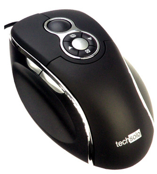 Techsolo TM-80 gaming mouse USB Laser 1600DPI Schwarz Maus