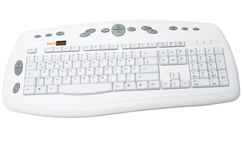 Techsolo TK-50 white multimedia keyboard USB+PS/2 Weiß Tastatur
