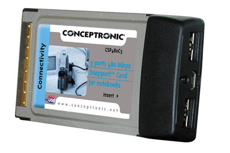 Conceptronic 3 Ports USB 2.0 PC Card for Notebooks Schnittstellenkarte/Adapter