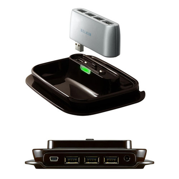 Belkin Hub-To-Go External Hub 480Mbit/s Schwarz Schnittstellenhub