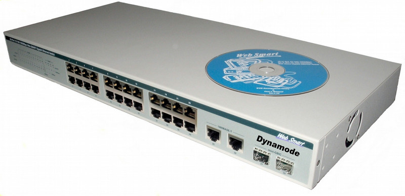Dynamode Managed QoS 24-Port 10/100 Plus MiniGBIC/Gigabit Managed 1U