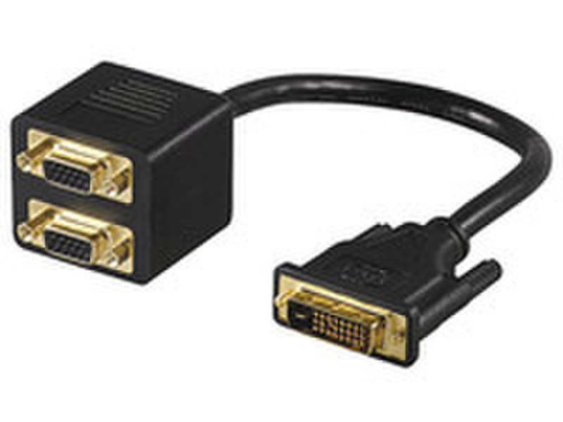 Microconnect MONJK2 0.3m DVI 2 x VGA (D-Sub) Schwarz Videokabel-Adapter