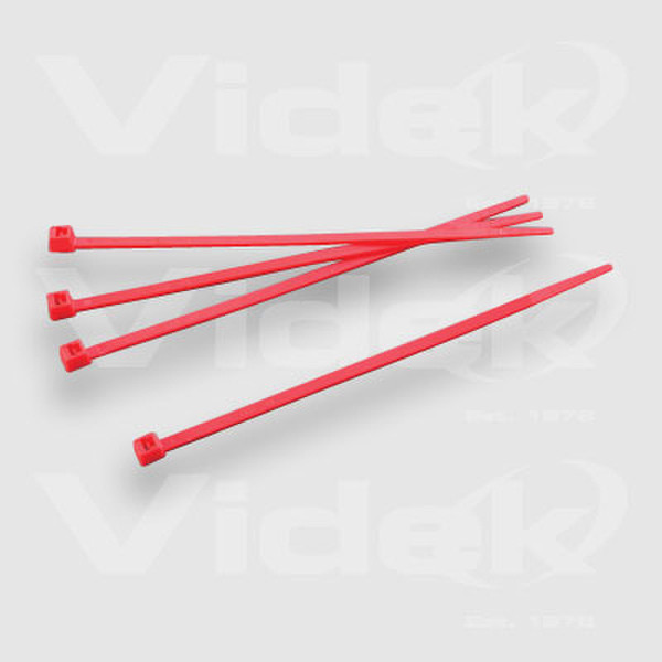 Videk 3.2mm X 142mm Red Cable Ties Pack of 100 Nylon Red cable tie
