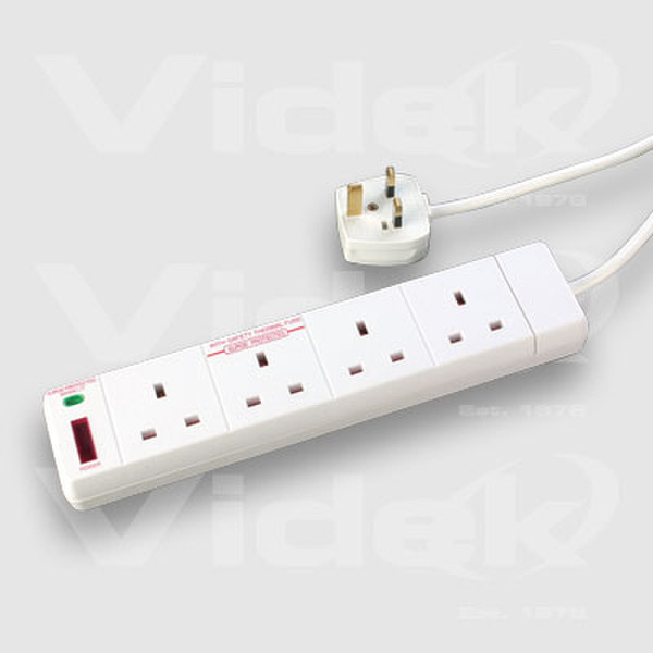 Videk Dual LED 4 Way 13A - 2M 2м Белый сетевой фильтр
