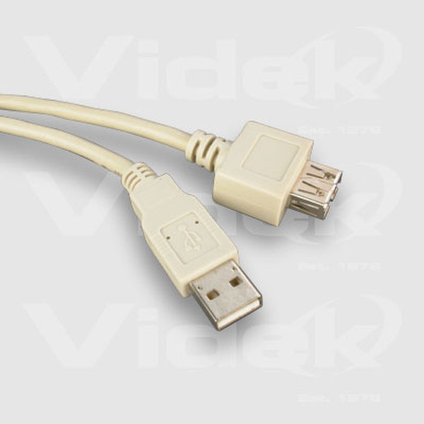 Videk USB A Male to A Female Passive Extension Cable, Beige, 3m 3м USB A USB A Бежевый кабель USB