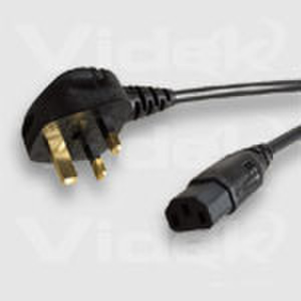 Videk R/A IEC F to UK Mains Plug (5A) Black 2Mtr 2m Black power cable
