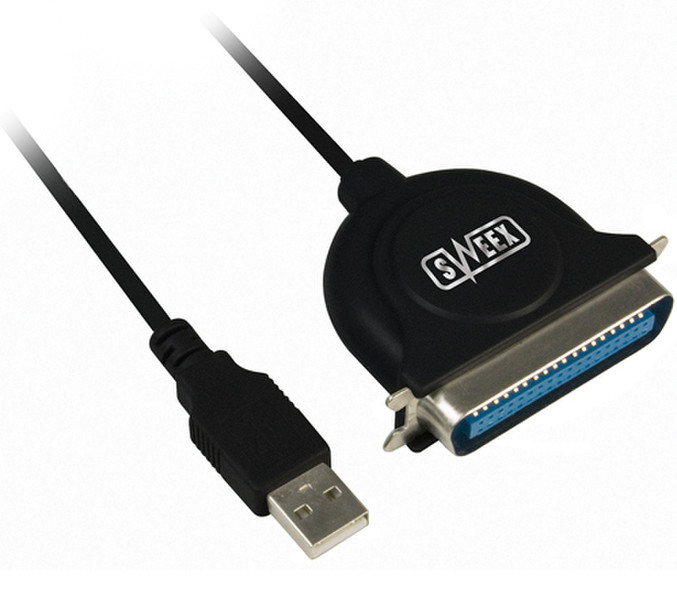 Sweex USB to Parallel Cable Schwarz Kabelschnittstellen-/adapter