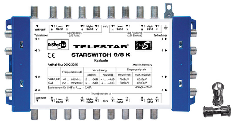 Telestar Starswitch 9/8 K Kabel-Splitter-/Verbinder Blau, Weiß